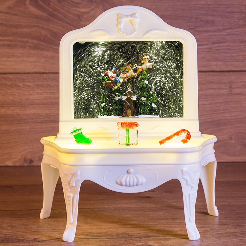 Декоративный светильник Столик с эффектом снегопада, подсветкой и новогодней мелодией 501-064