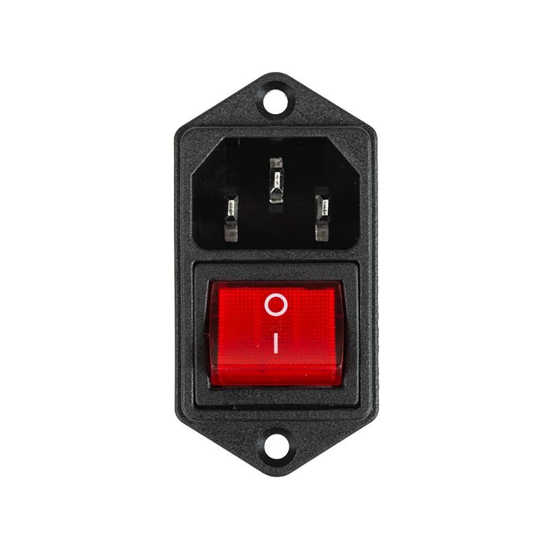 Выключатель клавишный 250 V 6 А (4с) ON-OFF красный с подсветкой и штекером C14 3PIN  REXANT - Фото 2