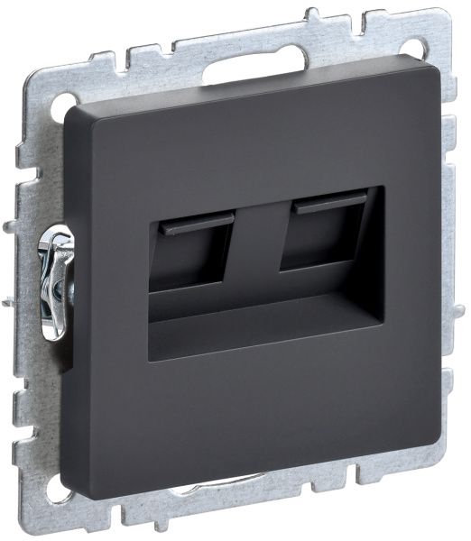 BRITE Розетка компьютерная двойная RJ45 кат.5E РК10-2-БрГ графит IEK BR-K20-1-K53