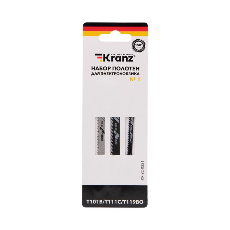 Набор полотен для электролобзика № 1 T101B/T111C/T119BO (3 шт./уп.) Kranz - Фото 3