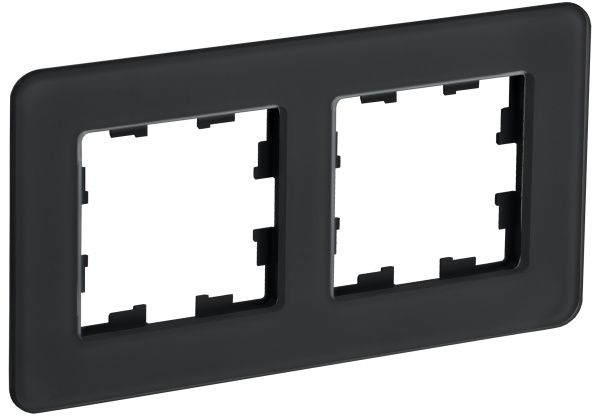 BRITE Рамка 2-местная РУ-2-2-Бр стекло черный RE IEK BR-M22-G-41-K02