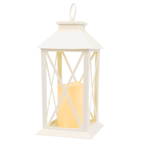 Декоративный фонарь со свечой 14x14x29 см, белый корпус, теплый белый цвет свечения NEON-NIGHT - Фото 5