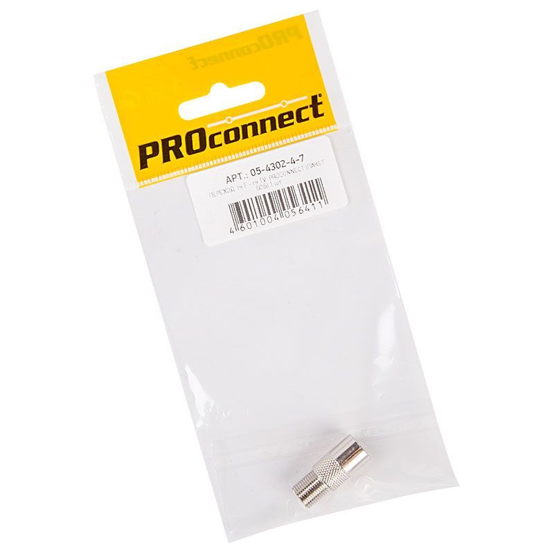 Переходник антенный, (гнездо F - штекер TV), 1 шт. PROconnect 05-4303-4-7