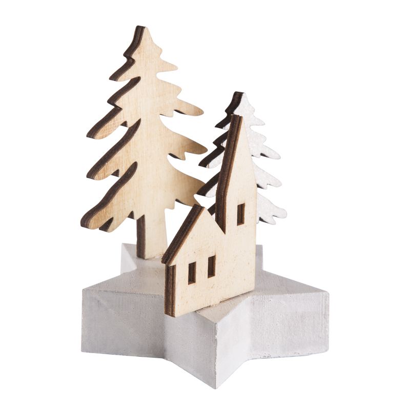 Деревянная фигурка с подсветкой Домик в лесу 9x8x10 см - Фото 5