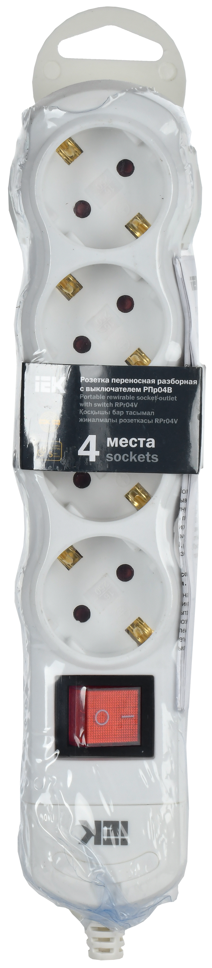 Розетка переносная разборная с выключателем РПр04В 4 места IEK - Фото 2