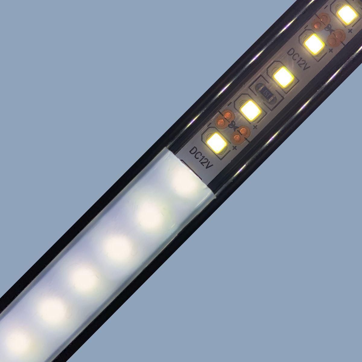 Профиль алюминиевый для светодиодной ленты, анод., встраиваемый, черный, 22х6мм, 2м, шир. ленты до 10мм, индивидуальная упаковка (рассеиватель белый м - Фото 8
