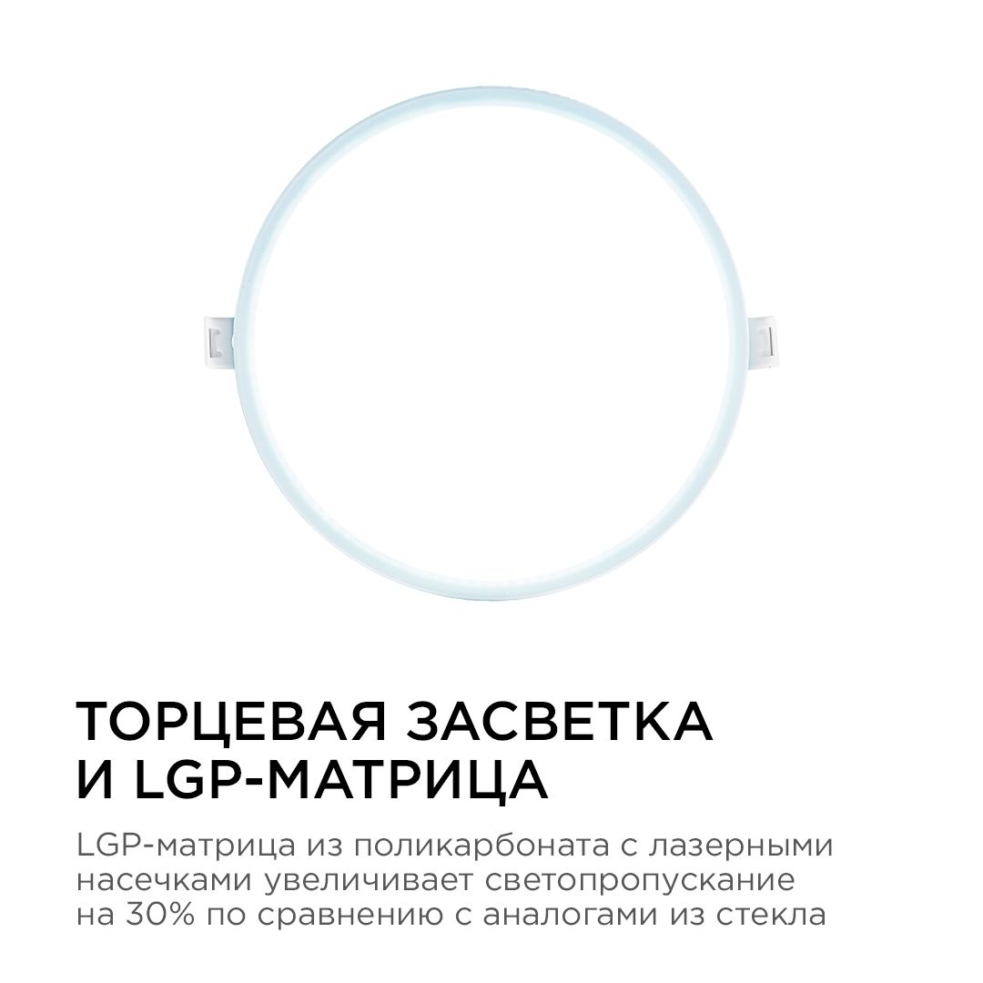 Панель светодиодная встраиваемая круглая 18Вт, 1440Лм, Ф170/155мм, 6500К, Apeyron - Фото 3