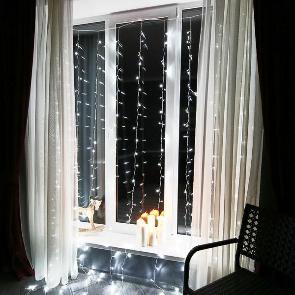 Гирлянда Светодиодный Дождь 3х2 м, свечение с динамикой, прозрачный провод, 230 В, цвет белый - Фото 9