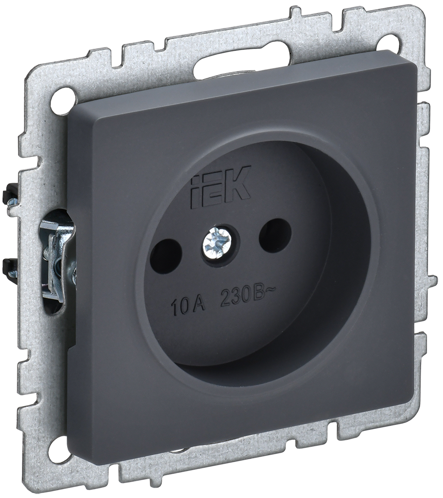 BRITE Розетка 1-местная без заземления без защитных шторок 10А РС10-1-0-БрГ графит IEK BR-R10-10-K53