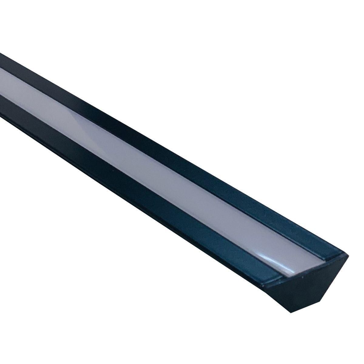 Профиль алюминиевый для светодиодной ленты, анод., угловой, накладной, черный, 28,5х10,4мм, 2м, шир. ленты до 10мм, индивидуальная упаковка (рассеиват