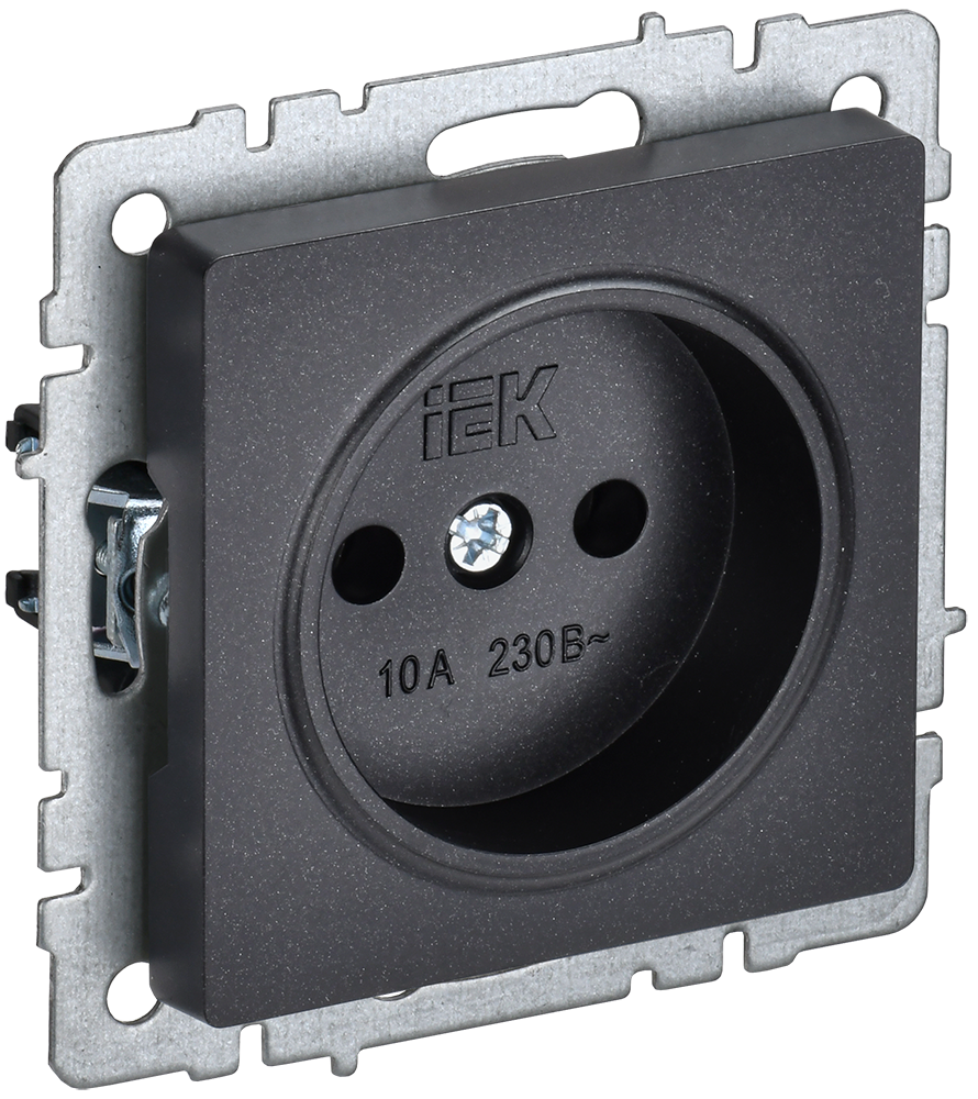 BRITE Розетка 1-местная без заземления без защитных шторок 10А РС10-1-0-БрЧ черный IEK BR-R10-10-K02