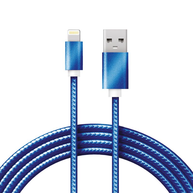 Кабель USB-A – Lightning для Apple, 2,4A 1м, в синей нейлоновой оплетке REXANT