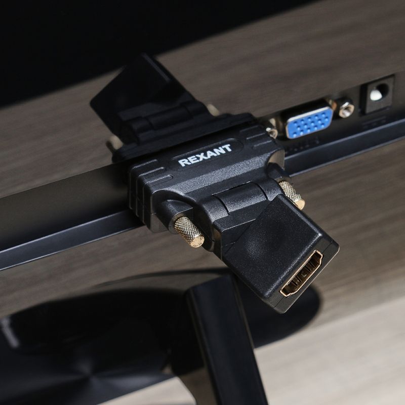 Переходник поворотный, штекер DVI-D - гнездо HDMI REXANT - Фото 3