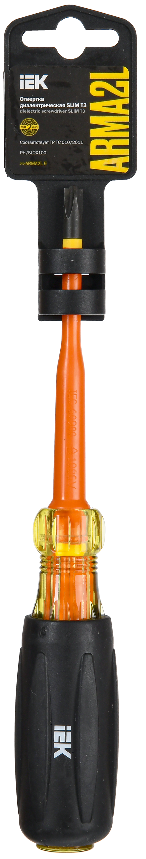 ARMA2L 5 Отвертка диэлектрическая SLIM PH/SL2х100 Т3 IEK - Фото 2