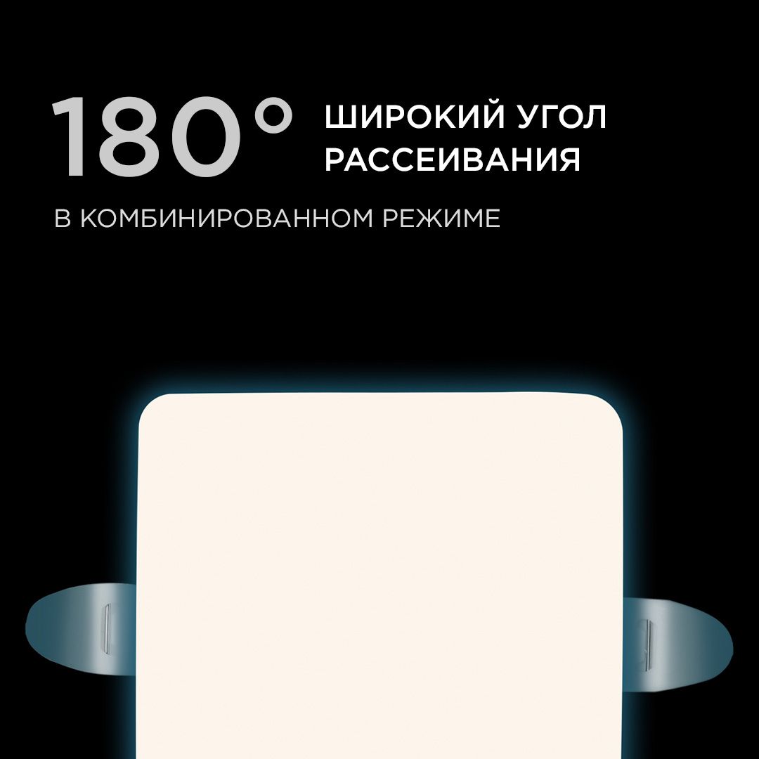 Панель светодиодная встраиваемая безрамочная FLP, 9Вт (6Вт+3Вт), 230В/50Гц, 770лм, 6500К, IP20, 90х9 - Фото 5