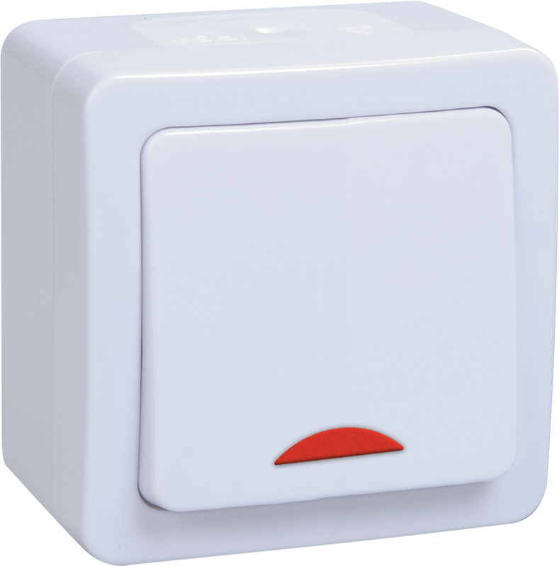 Выключатель 1-клавишный для открытой установки с индикацией ВС20-1-1-ГПБ IP54 ГЕРМЕС PLUS (цвет клавиши: белый) IEK