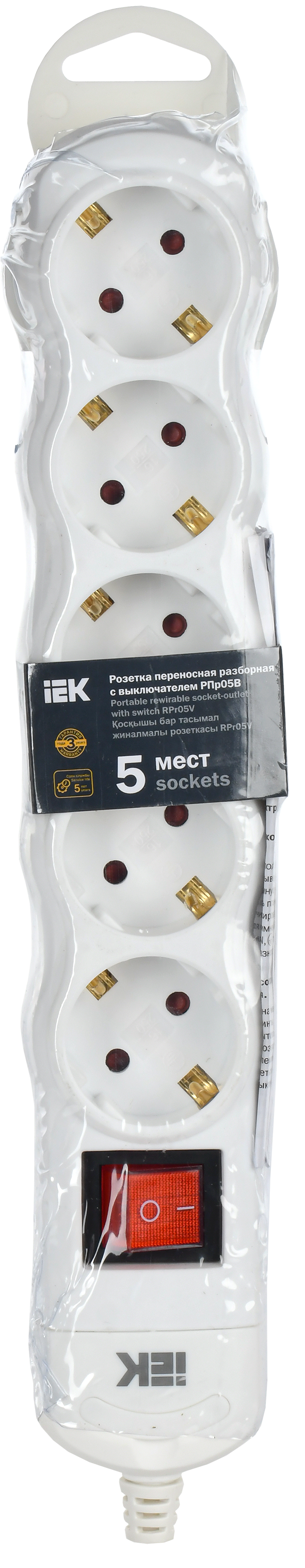 Розетка переносная разборная с выключателем РПр05В 5 мест IEK - Фото 2