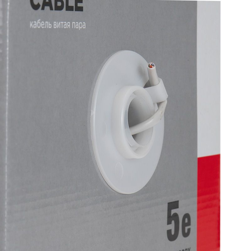 Кабель витая пара U/UTP, CAT 5e, PVC, 2PR, 24AWG, INDOOR, SOLID, серый, 305м REXANT - Фото 4