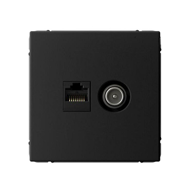 Розетка компьютерная + телевизионная 2-м ArtGallery RJ45 + TV кат.5E карбон SE GAL001089