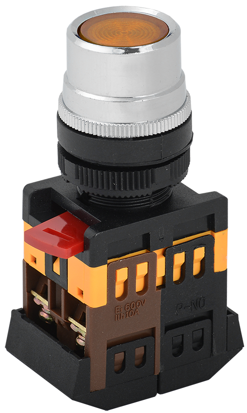 Кнопка ABLF-22 желтый d=22мм неон/240В 1з+1р IEK