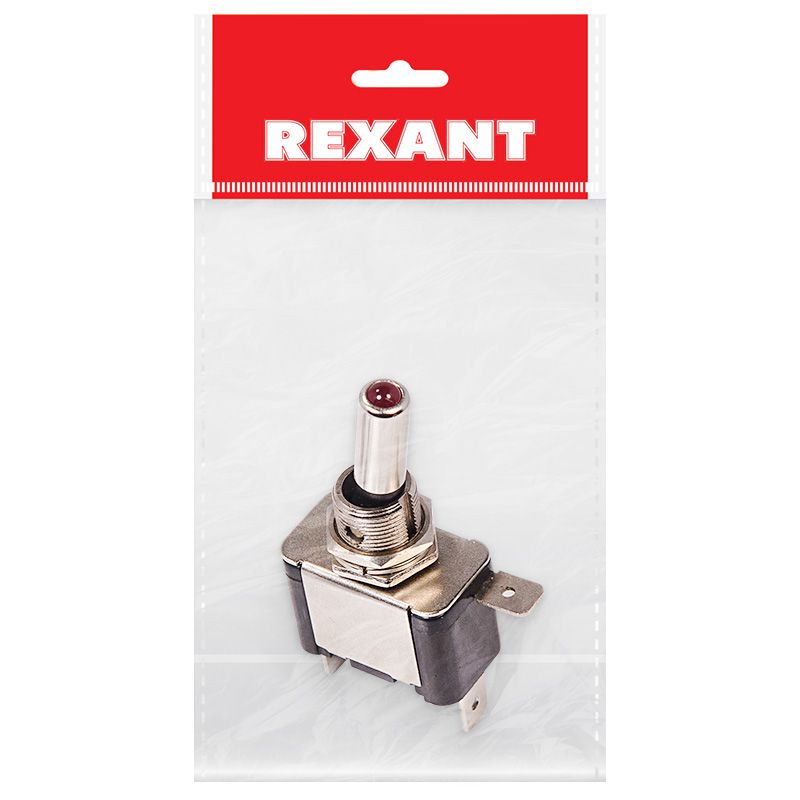 Тумблер 12V 20А (3c) ON-OFF однополюсный  с красной LED подсветкой  (ASW-07D)  REXANT Индивидуальная