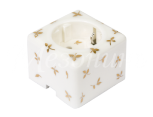 Розетка ретро фарфоровая, двухполюсная, с заземляющим контактом, квадро, коллекция "ИМПЕРАТОРСКАЯ" , GE80301-01L