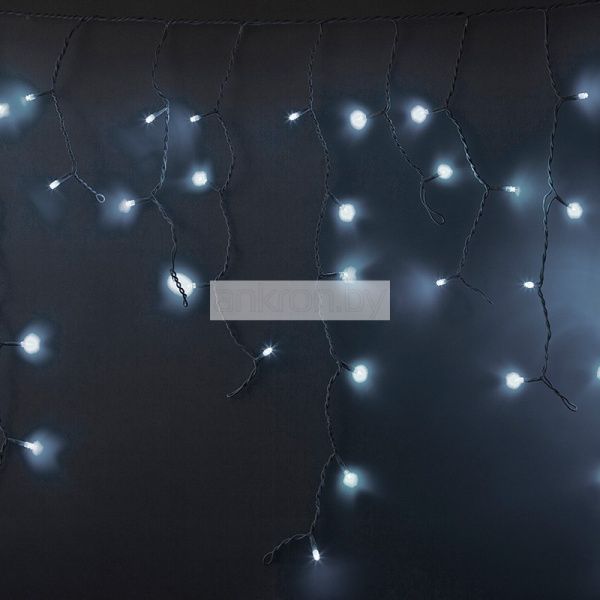 Гирлянда светодиодная Бахрома (Айсикл), 5,6x0,9м, 240 LED БЕЛЫЙ, белый КАУЧУК 3,3мм, IP67, эффект ме