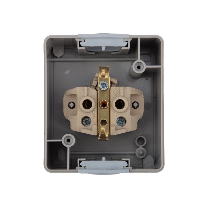 Розетка одноместная (керамика) INDUSTRIAL IP54 с/з, о/у, серая KRANZ - Фото 5