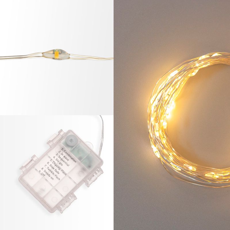 Гирлянда Роса 20м, 200LED, теплый белый, IP44, на батарейках 3хАА, с пультом 8 режимов NEON-NIGHT для функционального освещения - Фото 2