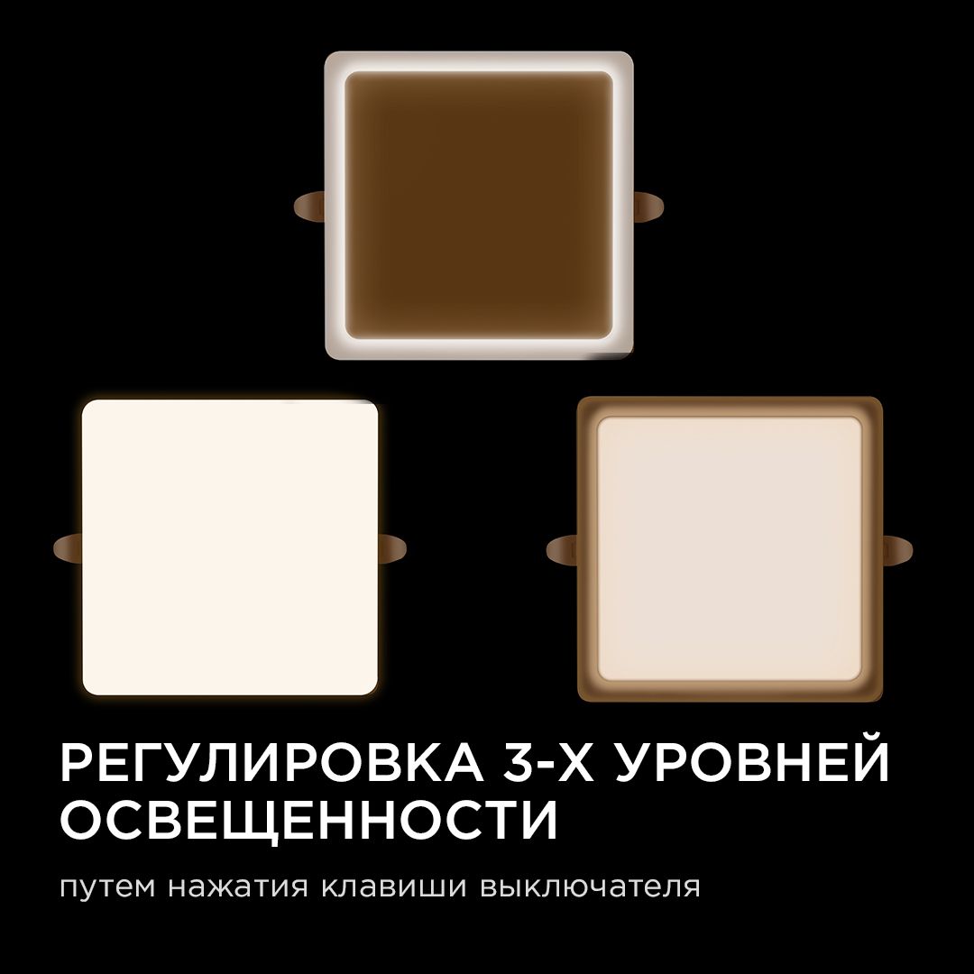 Панель светодиодная встраиваемая безрамочная FLP, 24Вт (18Вт+6Вт), 230В/50Гц, 2040лм, 4000К, IP20, 1 - Фото 5
