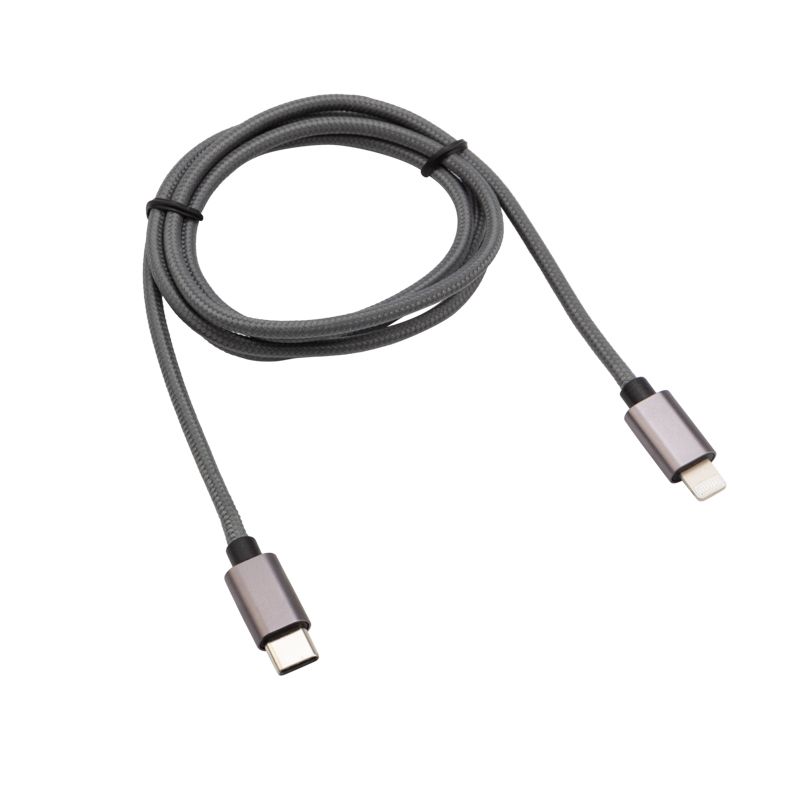 Кабель Type-C – Lightning для Apple, 2,4A 1 м, в нейлоновой графитовой оплетке, Power Delivery REXANT - Фото 2
