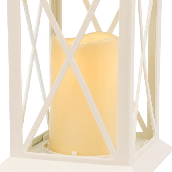 Декоративный фонарь со свечой 14x14x29 см, белый корпус, теплый белый цвет свечения NEON-NIGHT - Фото 8