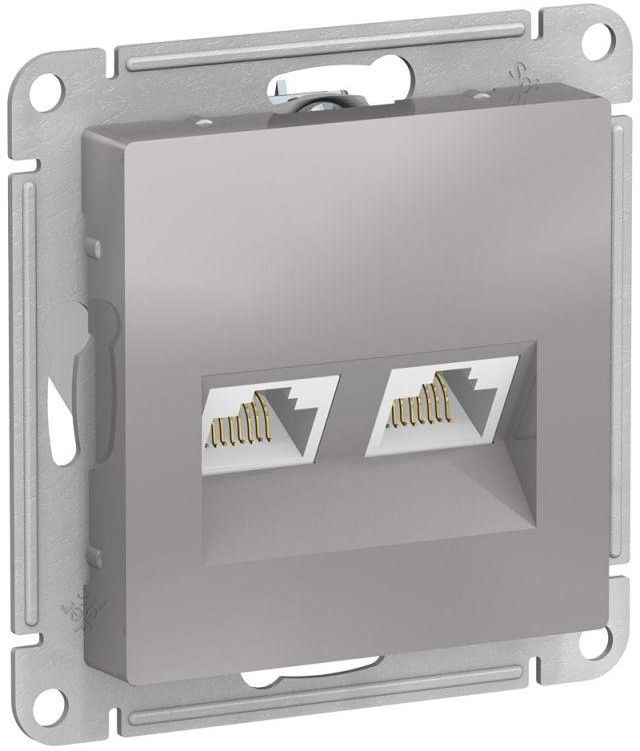 Розетка компьютерная 2-м AtlasDesign RJ45 кат.5E механизм алюм. SE ATN000385