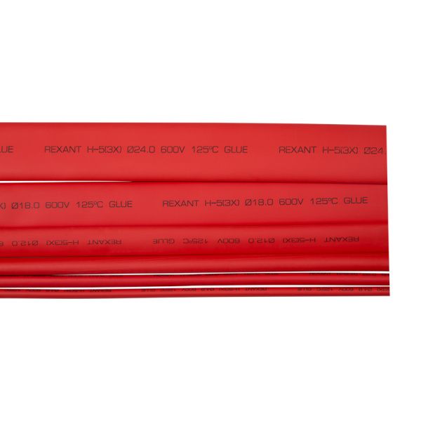 Трубка термоусаживаемая СТТК (3:1) двустенная клеевая 24,0/8,0мм, красная, упаковка 5 шт. по 1м REXANT