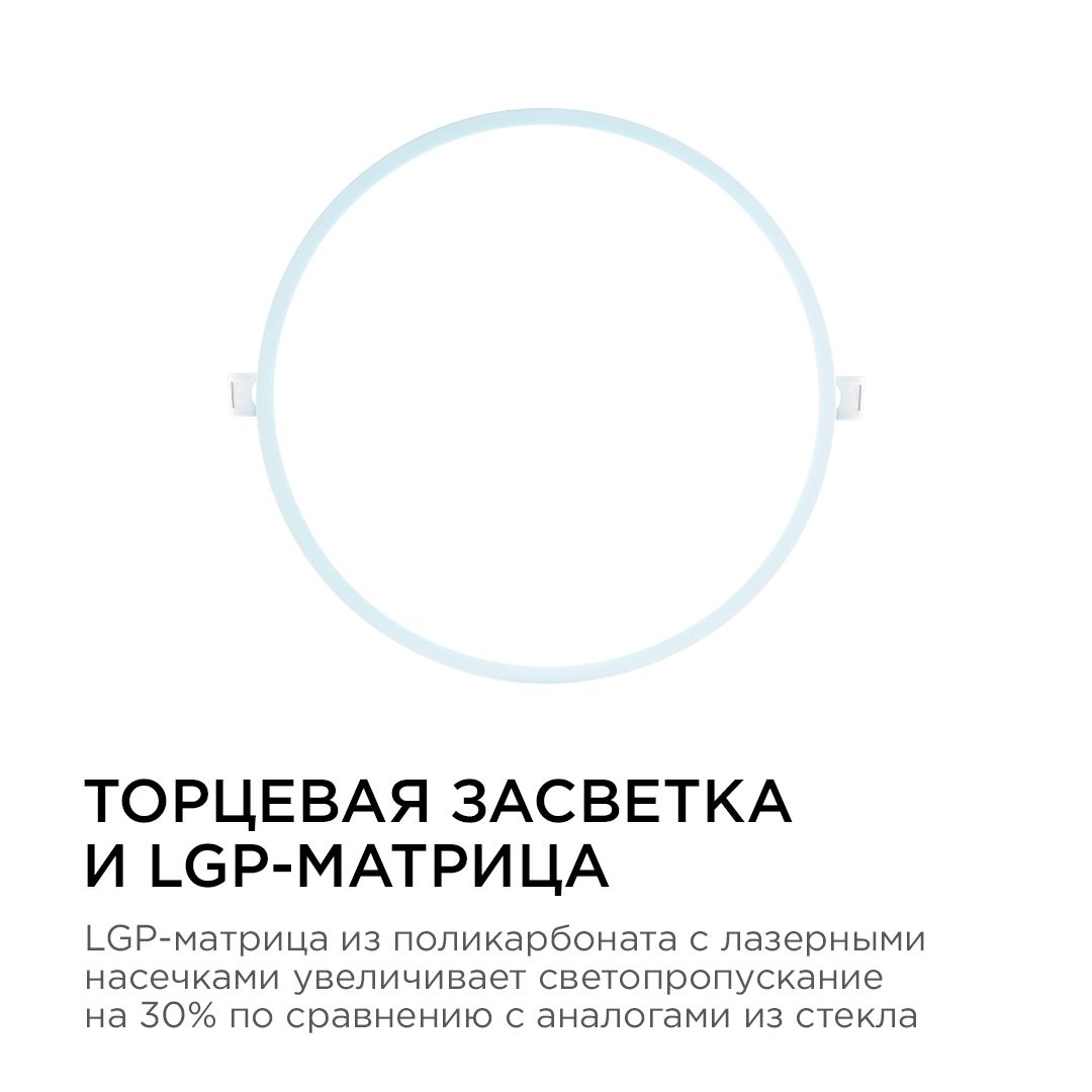 Панель светодиодная встраиваемая круглая 24Вт, 1920Лм, Ф220/208мм, 6500К, Apeyron - Фото 3