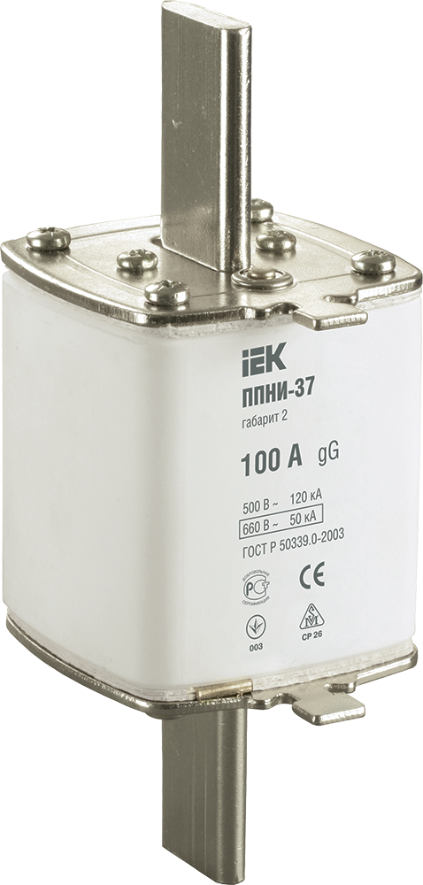 Плавкая вставка предохранителя ППНИ-37 габарит 2 100А IEK DPP40-100