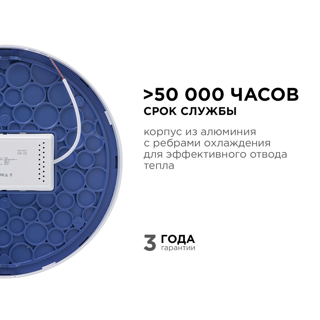 Панель светодиодная накладная круглая 24Вт, 1920Лм, Ф220мм, 4500К, Apeyron - Фото 6