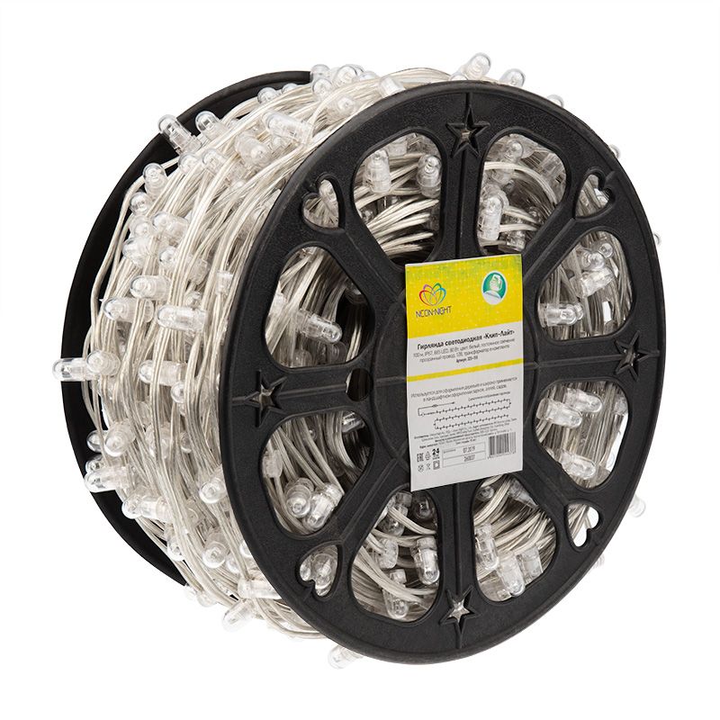 Гирлянда LED Клип-лайт 12 V, прозрачный ПВХ, 150 мм, цвет диодов белый - Фото 4