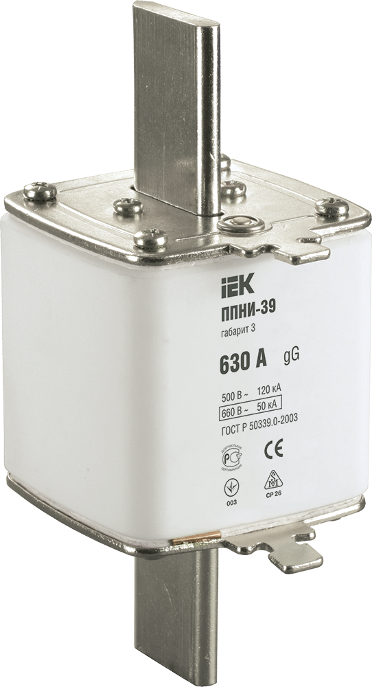 Плавкая вставка предохранителя ППНИ-39 габарит 3 630А IEK DPP50-630