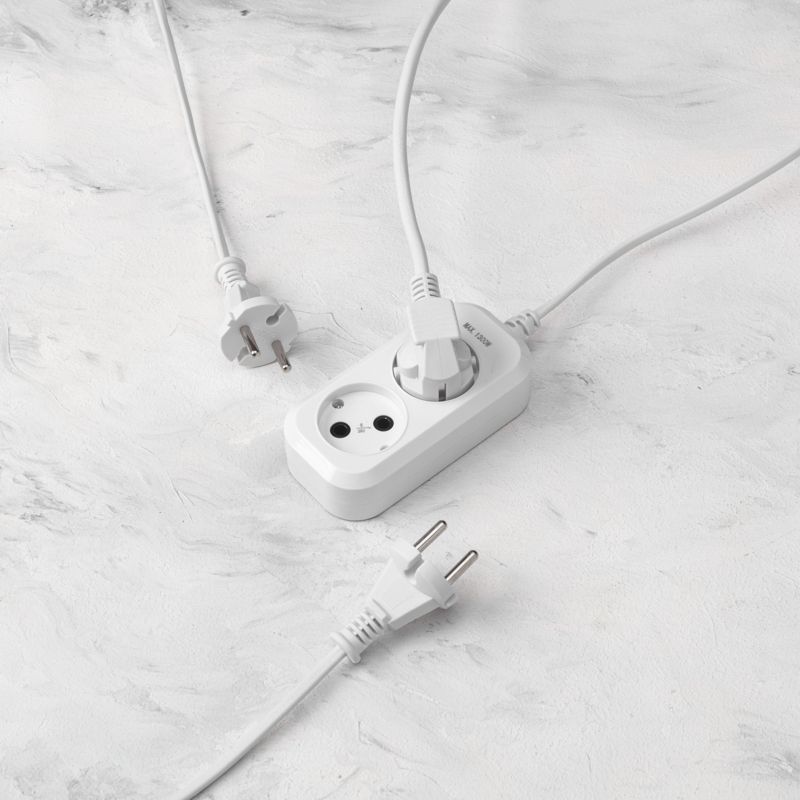 Удлинитель 2 гнезда, 1,5м, 2х0,75мм², б/з, белый PROconnect - Фото 2