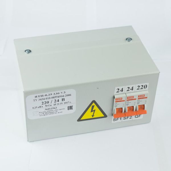 Ящик с понижающим трансформатором ЯТП 0.25 220/42В (3 авт. выкл.) IP31 UNEL - Фото 5