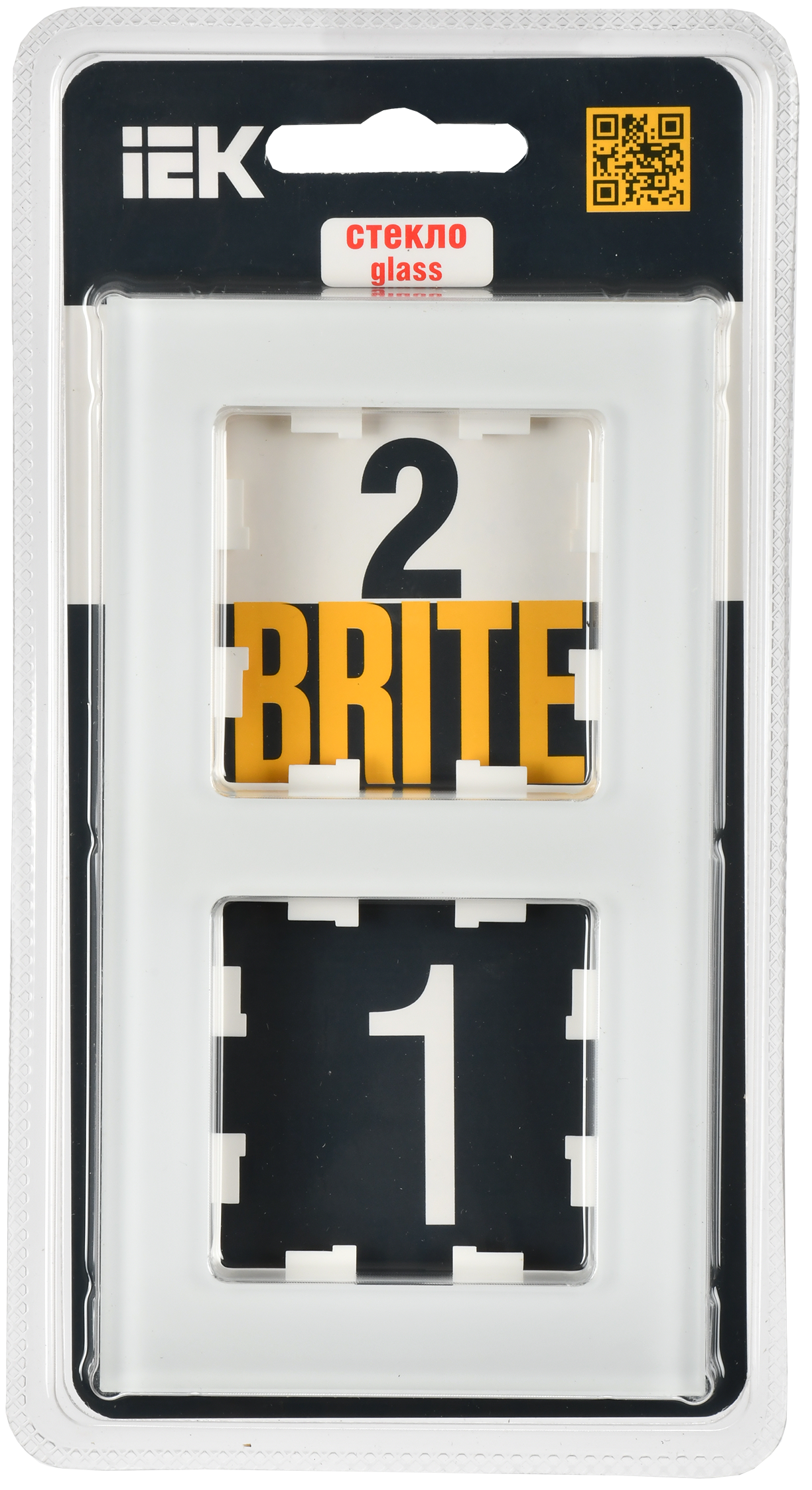 BRITE Рамка 2-местная РУ-2-2-Бр стекло белый матовый IEK - Фото 2