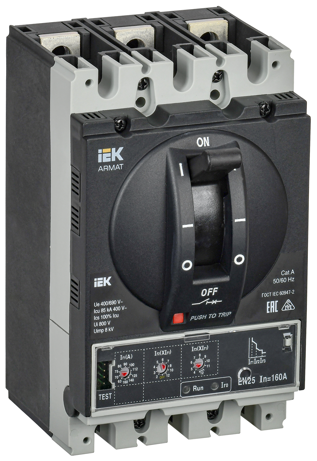 ARMAT Автоматический выключатель в литом корпусе 3P типоразмер D 85кА 160А расцепитель электронный стандартный IEK