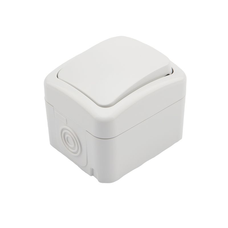 Переключатель проходной IP54 о/у, белый мини KRANZ KR-78-0603