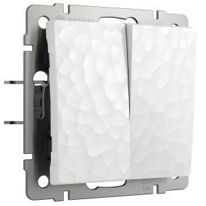 Выключатель двухклавишный (hammer белый) Werkel W1220001