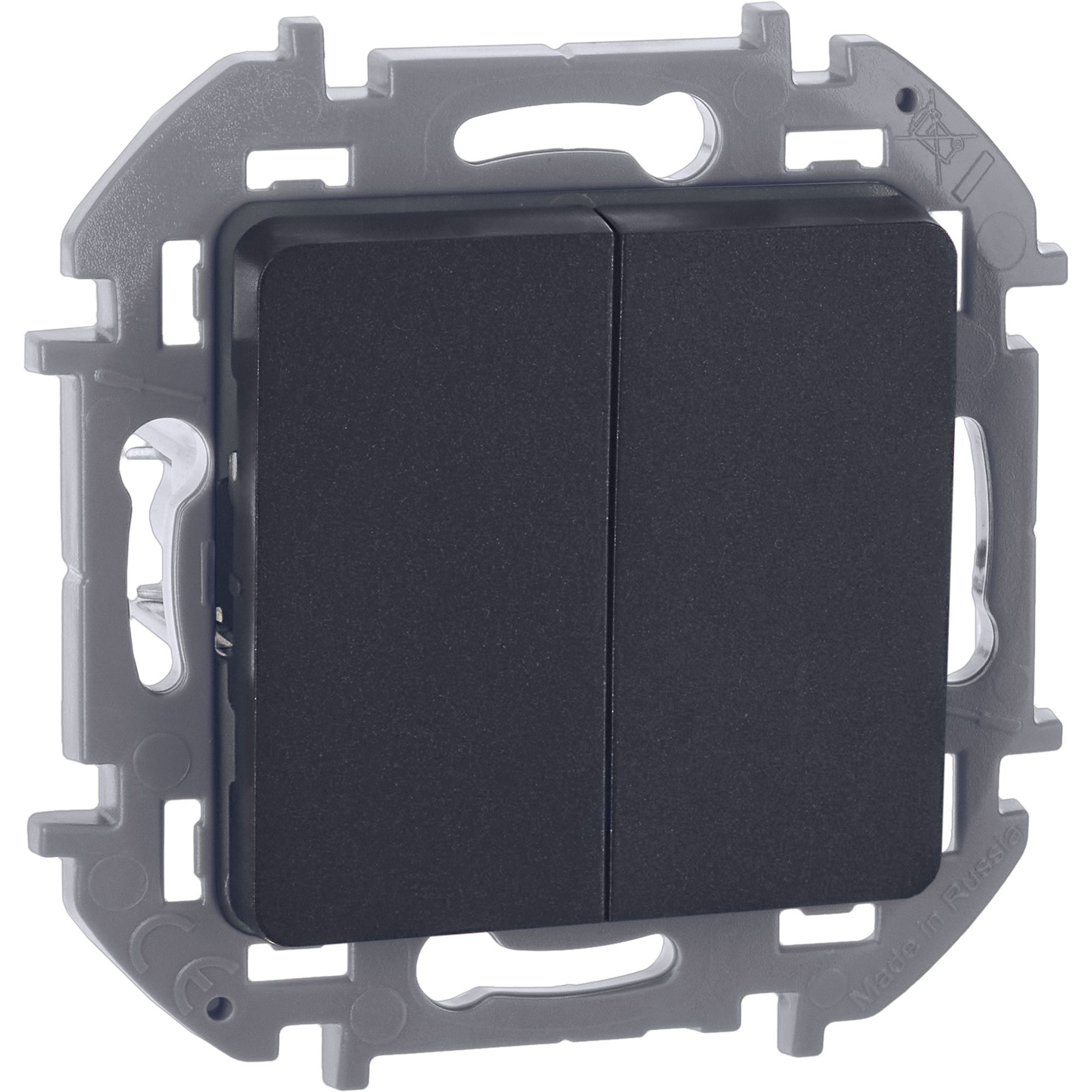 INSPIRIA Выключатель 2-клавишный схема 5 10АХ безвинтовые зажимы антрацит 673623