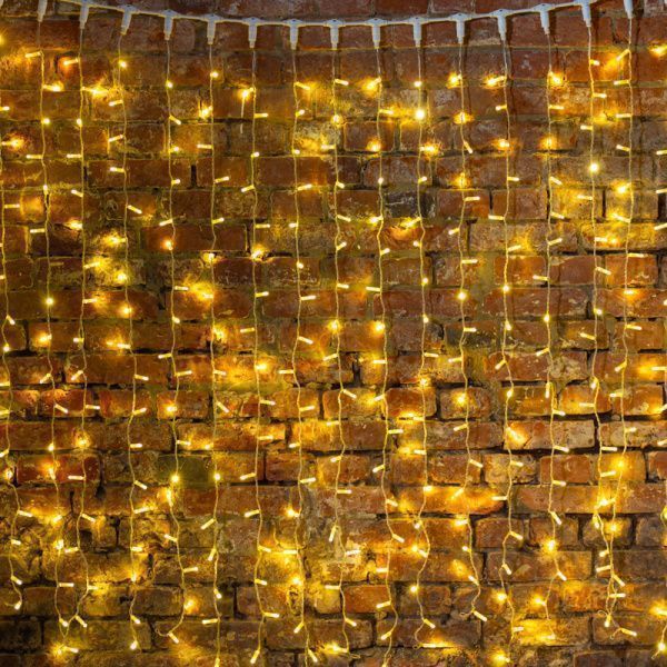 Гирлянда Светодиодный Дождь 2х1,5м, постоянное свечение, прозрачный провод, 230 В, цвет: Золото (шну - Фото 9