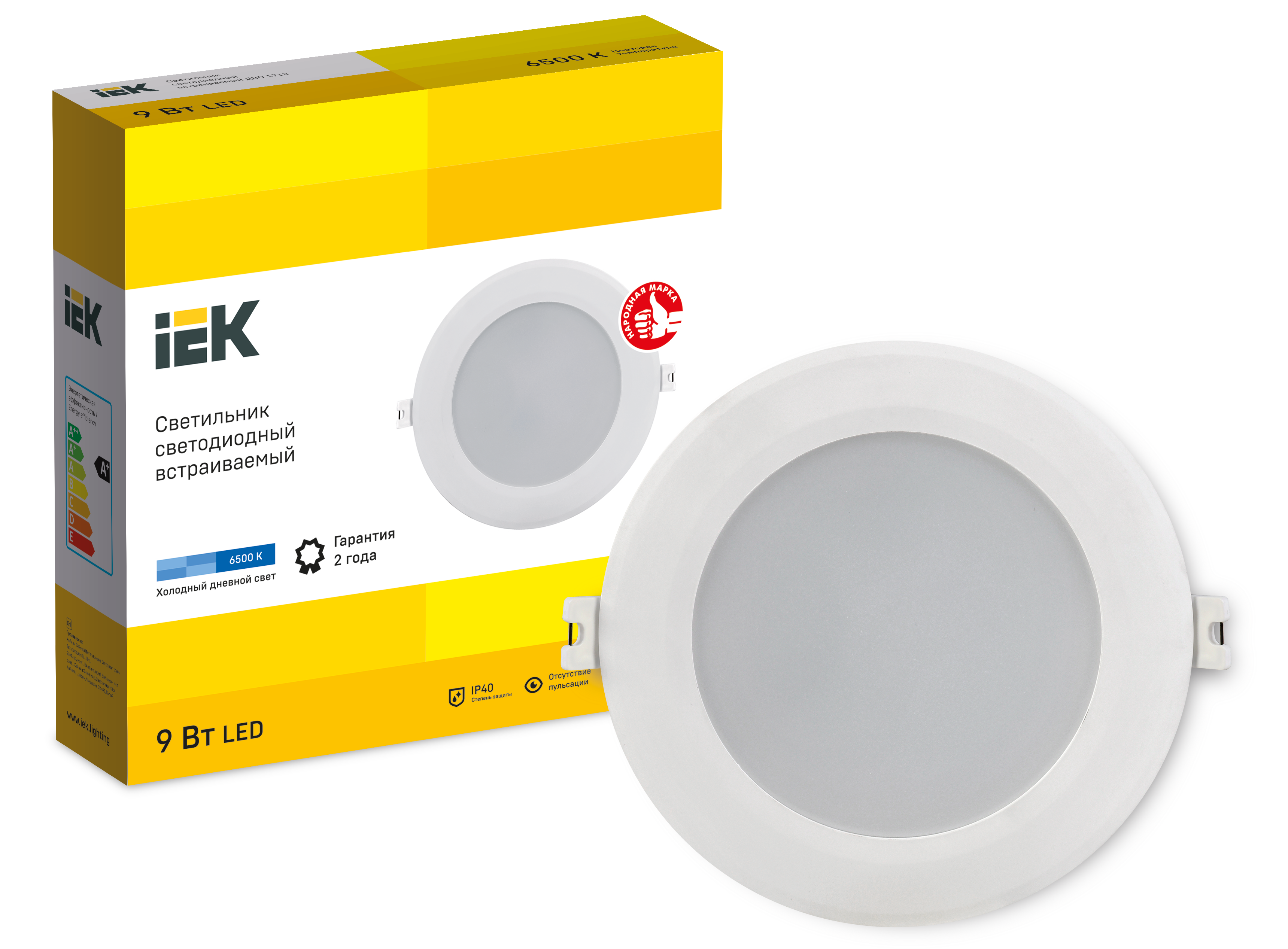Светильник светодиодный ДВО 1713 белый круг 9Вт 6500К IP40 IEK - Фото 2