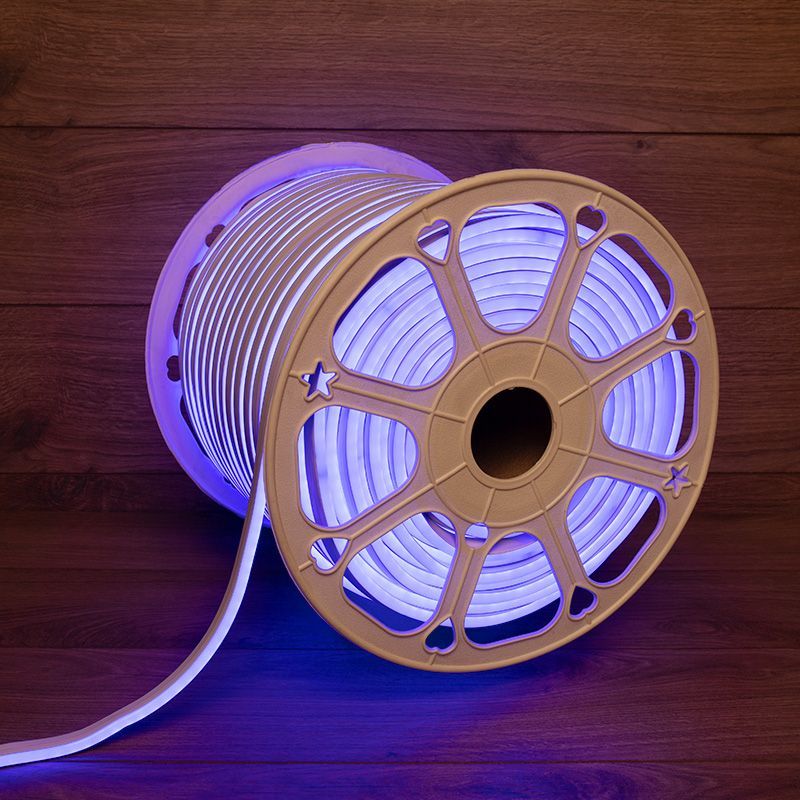 Гибкий неон 8х16мм двухсторонний 120 LED/м СИНИЙ 230В бухта 100м (с комплектом подключения) NEON-NIGHT 131-093