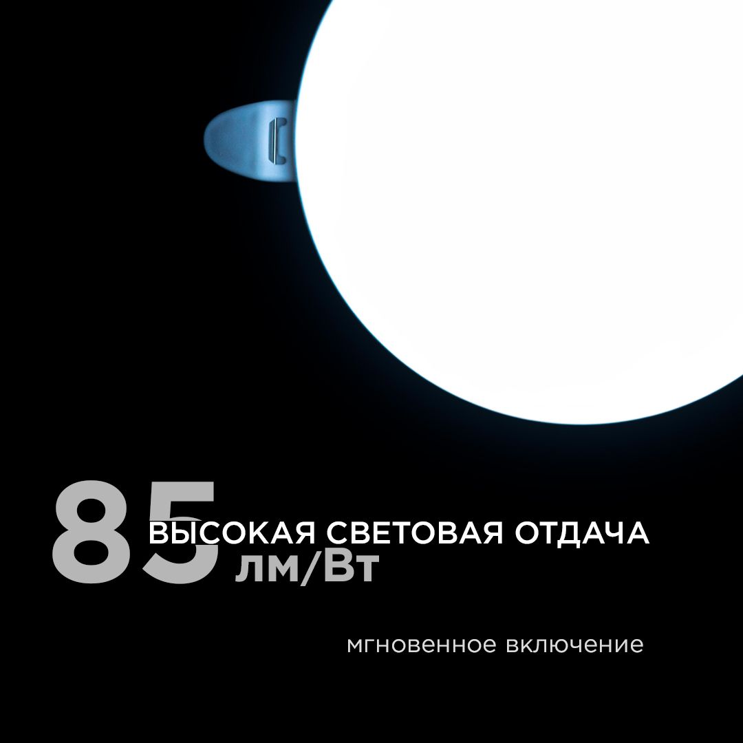Панель светодиодная встраиваемая безрамочная FLP, 16Вт (12Вт+4Вт), 230В/50Гц, 1360лм, 6500К, IP20, ø - Фото 3